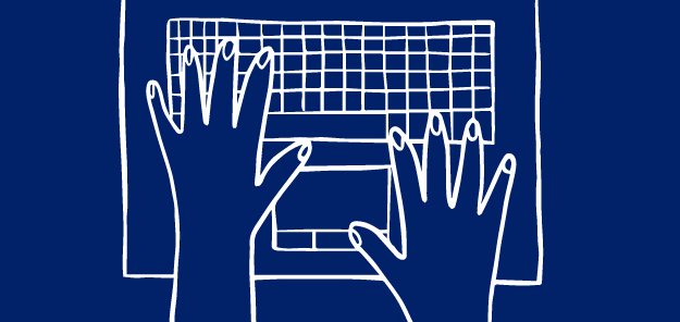 Hands icon on keyboard